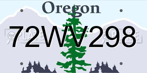 72WV298 Oregon License Plate