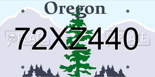 72XZ440 Oregon License Plate