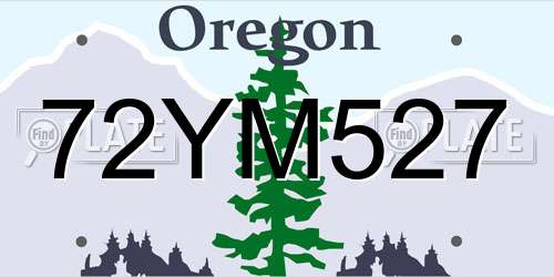 72YM527 Oregon License Plate