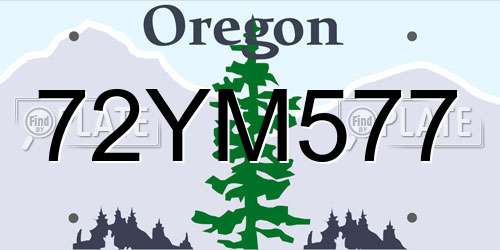 72YM577 Oregon License Plate