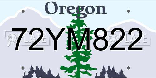 72YM822 Oregon License Plate