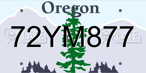 72YM877 Oregon License Plate