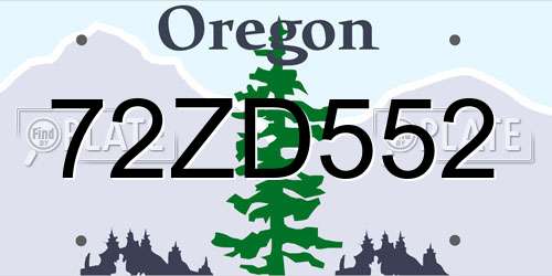 72ZD552 Oregon License Plate