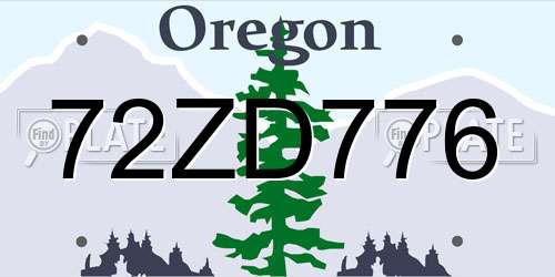 72ZD776 Oregon License Plate