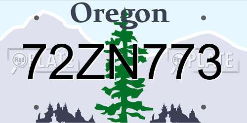 72ZN773 Oregon License Plate