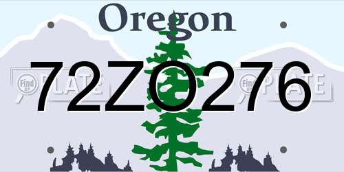 72ZO276 Oregon License Plate