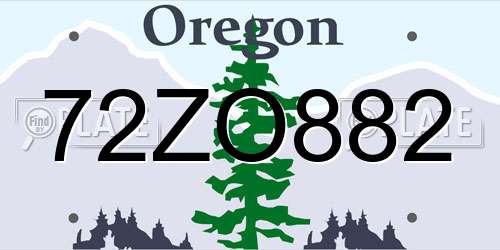 72ZO882 Oregon License Plate