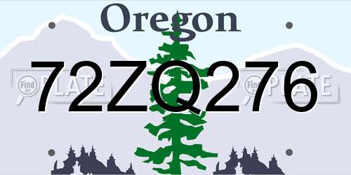 72ZQ276 Oregon License Plate