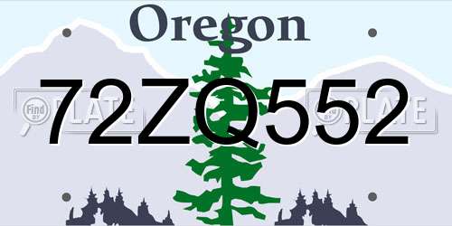 72ZQ552 Oregon License Plate