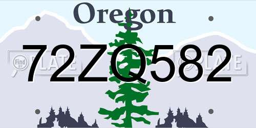 72ZQ582 Oregon License Plate