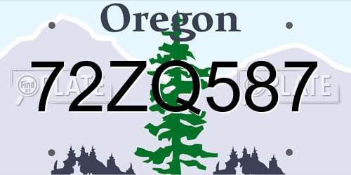 72ZQ587 Oregon License Plate
