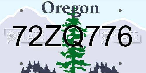 72ZQ776 Oregon License Plate