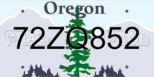 72ZQ852 Oregon License Plate