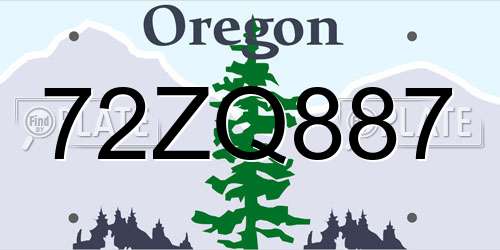 72ZQ887 Oregon License Plate