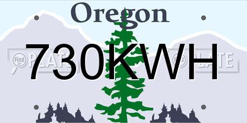 730KWH Oregon License Plate