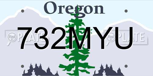 732MYU Oregon License Plate