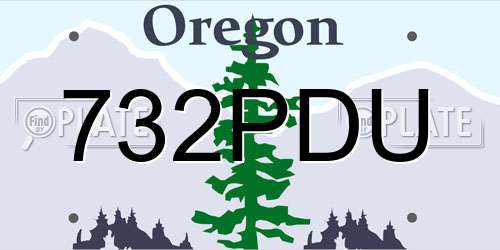 732PDU Oregon License Plate