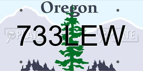 733LEW Oregon License Plate