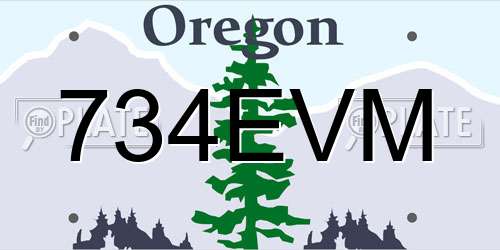 734EVM Oregon License Plate
