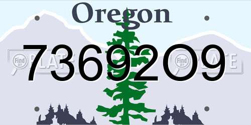 73692O9 Oregon License Plate