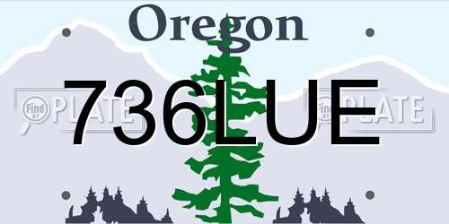 736LUE Oregon License Plate
