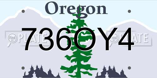 736OY4 Oregon License Plate