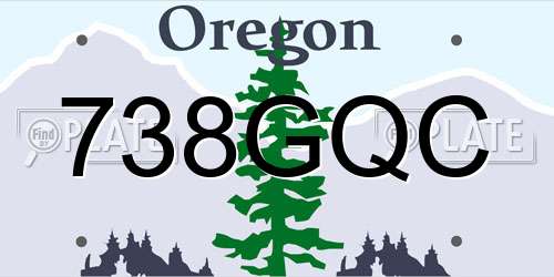 738GQC Oregon License Plate