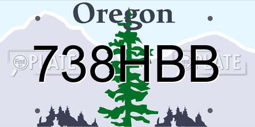 738HBB Oregon License Plate