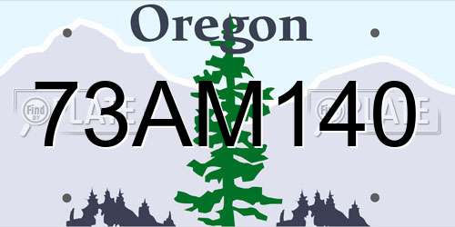 73AM140 Oregon License Plate