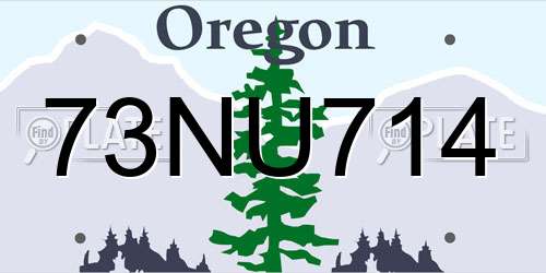 73NU714 Oregon License Plate