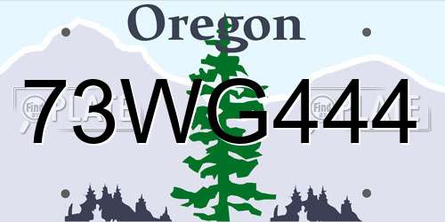 73WG444 Oregon License Plate