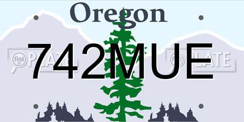 742MUE Oregon License Plate