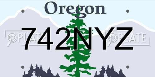 742NYZ Oregon License Plate