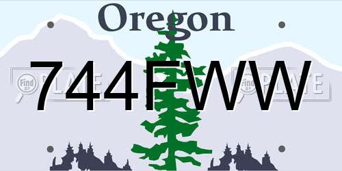 744FWW Oregon License Plate