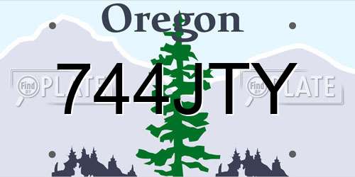 744JTY Oregon License Plate