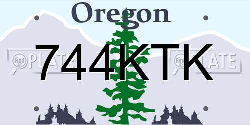 744KTK Oregon License Plate