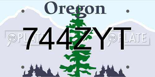 744ZYT Oregon License Plate