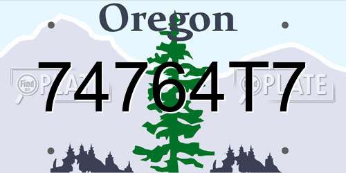 74764T7 Oregon License Plate