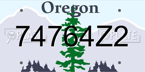 74764Z2 Oregon License Plate
