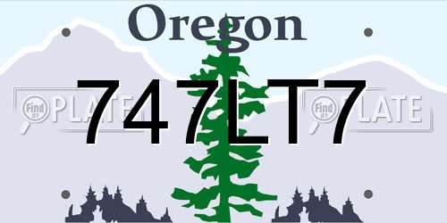 747LT7 Oregon License Plate