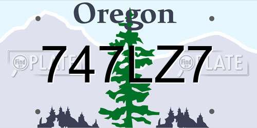 747LZ7 Oregon License Plate