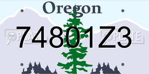 74801Z3 Oregon License Plate