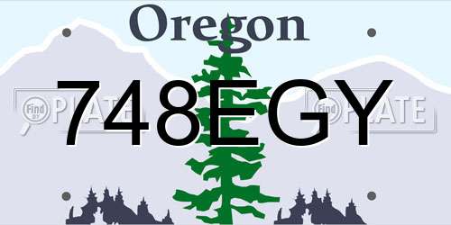 748EGY Oregon License Plate