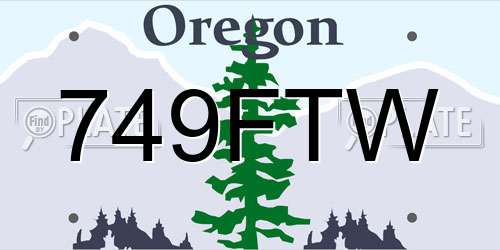 749FTW Oregon License Plate