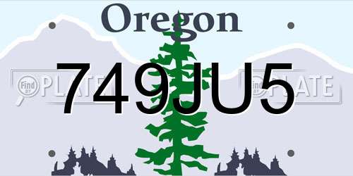 749JU5 Oregon License Plate