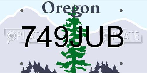 749JUB Oregon License Plate