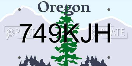 749KJH Oregon License Plate
