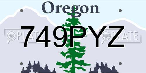 749PYZ Oregon License Plate