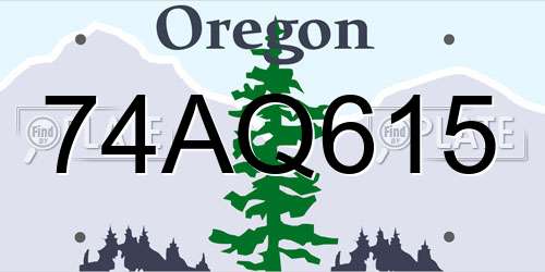 74AQ615 Oregon License Plate