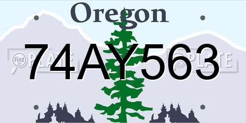 74AY563 Oregon License Plate